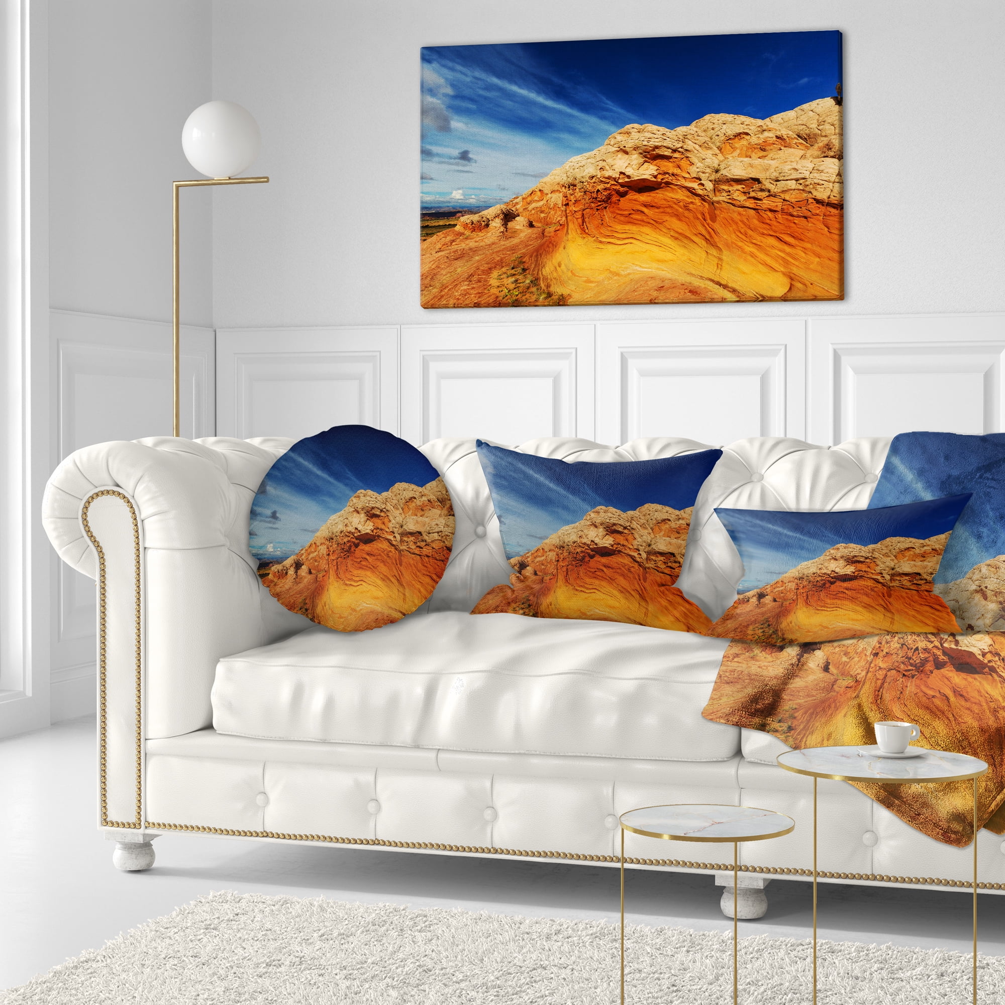 Designart 12" x 20" Orange Polyester Throw Pillow