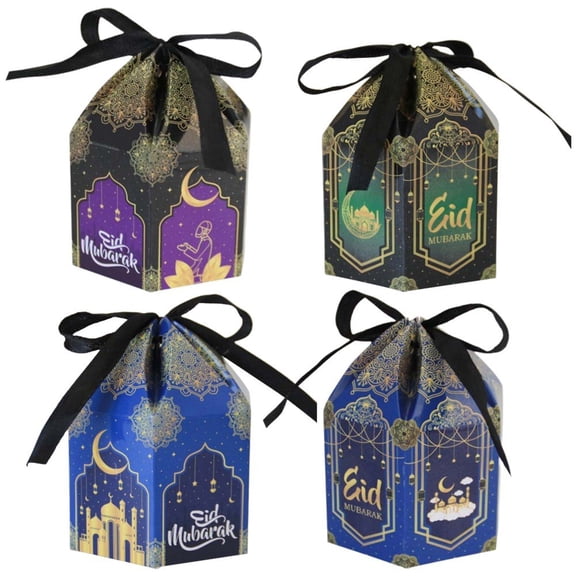 Jiibva 48pcs Eid & Ramadan Celebration Candy Gift Boxes, Castle Shaped Party Favor Treat Boxes for Holiday Gatherings and Party Decorations