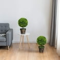 thumbnail image 3 of 22” Boxwood Balls Outdoor Set of 2, Faux Boxwood Plants w/Cement Pot & Solid Wood Trunk, Decorative Fake Greenery Artificial Plants Outdoor for Home, Office, Garden, Porch, Front Door, 3 of 18
