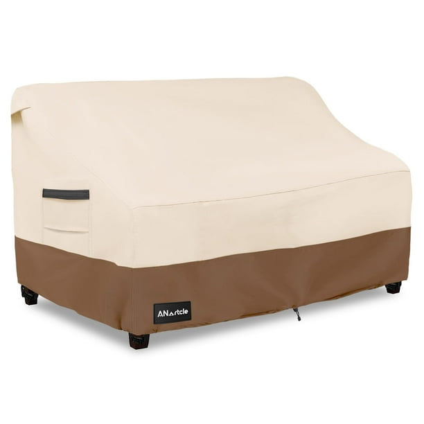 ANartcle Funda para sofá de 3 plazas, 85 W x 37 D x 35 H pulgadas, funda para sofá de exterior, 100% impermeable, resistente, fundas para sofá de patio, fundas para muebles de patio, color beige y mar