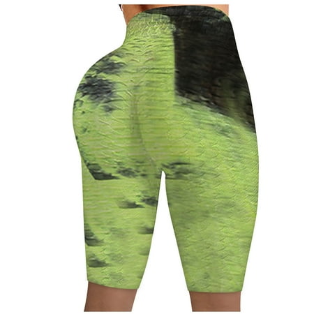 

koaiezne Women Yoga Leggings Wrinkled Running Fitness Stretch Tie-dye Biker Pants Shorts Yoga Pants Yoga Maternity Pants for Women Rouged Yoga Pants