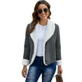 thumbnail image 5 of jsaierl Women Fashion Solid Long Sleeve Thick Plush Cardigan Coat Tops Blouse, 5 of 8
