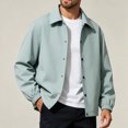 thumbnail image 4 of FRSASU Men's Casual Coach Jacket Snap Button Closure Collared Loose Fit Lightweight Windbreaker Outerwear Mint Green, 4 of 6