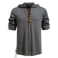 thumbnail image 1 of pstuiky camisas de manga larga para hombre, Top informal con capucha y cordón de manga larga de color liso a la moda para hombre camisetas de hombre m, 1 of 9