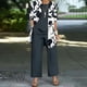 thumbnail image 1 of Pantalones Y Conjunto Superior para las Mujeres Pantalones de Piernas Anchas de Tres Piezas Que Coinciden Longline Duster Jacket Vestido de Cárdigan Floral Marino Sólido, 1 of 5