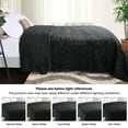 thumbnail image 5 of BNM Boho Knit Plush Soft Fleece Blanket, Full/ Queen, Black, 5 of 8