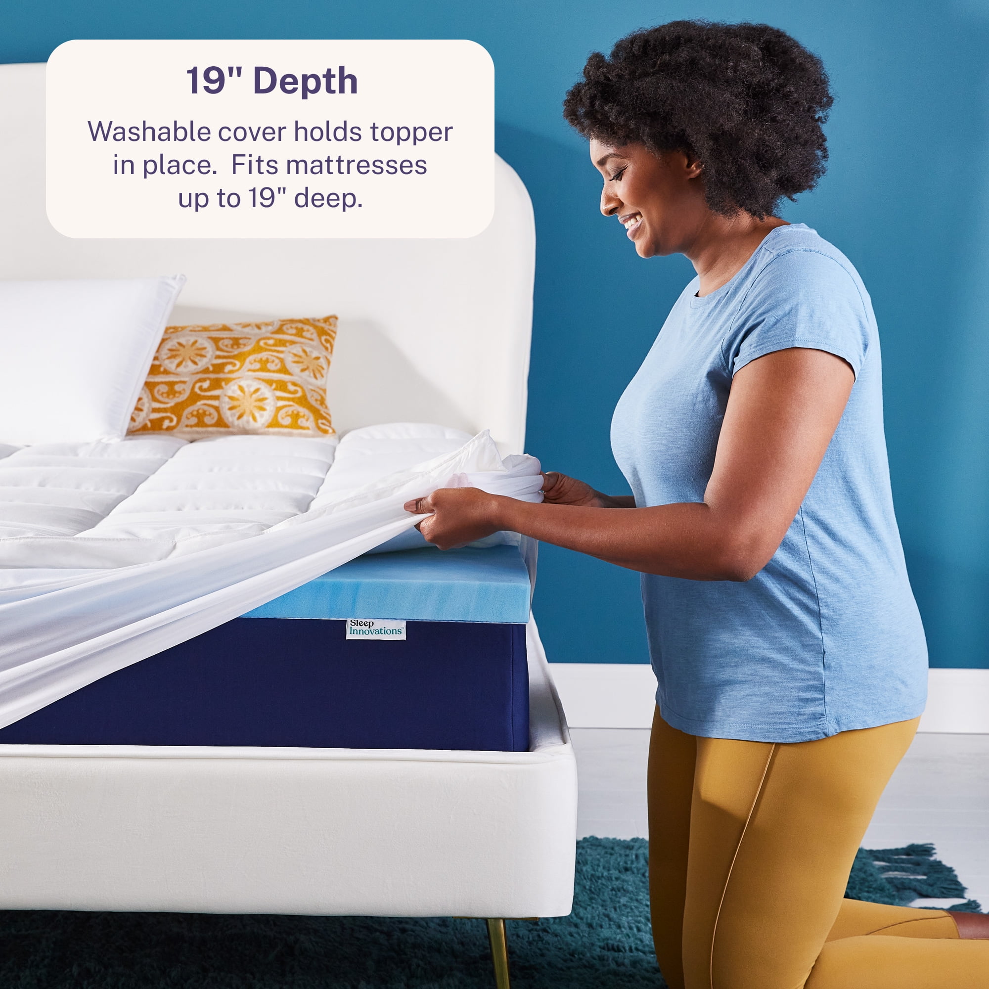 HYLEORY Dual Layer 4 Inch Memory Foam Mattress Topper Queen Size,  Breathable & Medium Support, 2 Inch Cooling Gel Memory Foam & 2 Inch  Viscose from