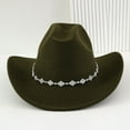 thumbnail image 4 of HNMKIU Western Cowboy Hat for Men and Women Bohemian Style Fedora Fashion Accessory with Rhinestone Embellishments and Curved Brim,Green, 4 of 4