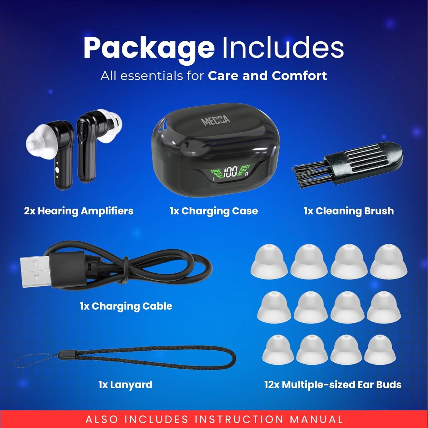 MEDca Bluetooth Hearing Aids for Seniors & Adults, Rechargeable, Black
