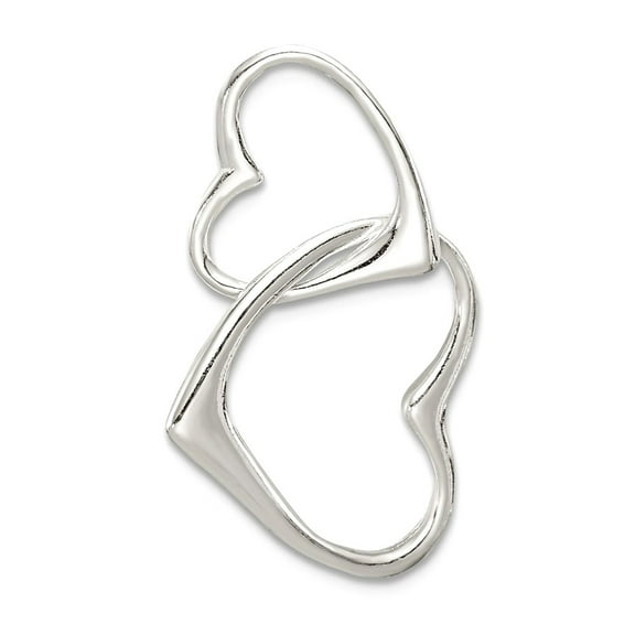 925 Sterling Silver Open Solid No bail Polished Double Love Heart Pendant Necklace 21x15mm Wide Pendant for Women