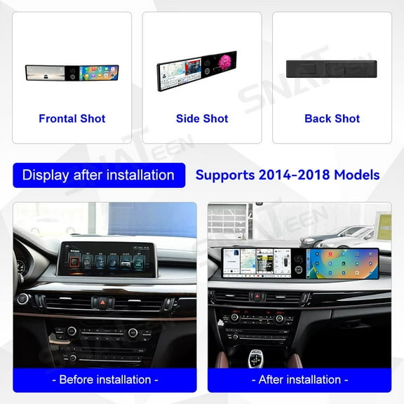 SNATEEN Dual 12.3 inch Carplay Screen/Radio/Multimedia Player for BMW X5 X6 2014-2018 Models Universal Car Navigation/GPS Upgrade Headunit Android Display 1080P Touch Screen Replace System
