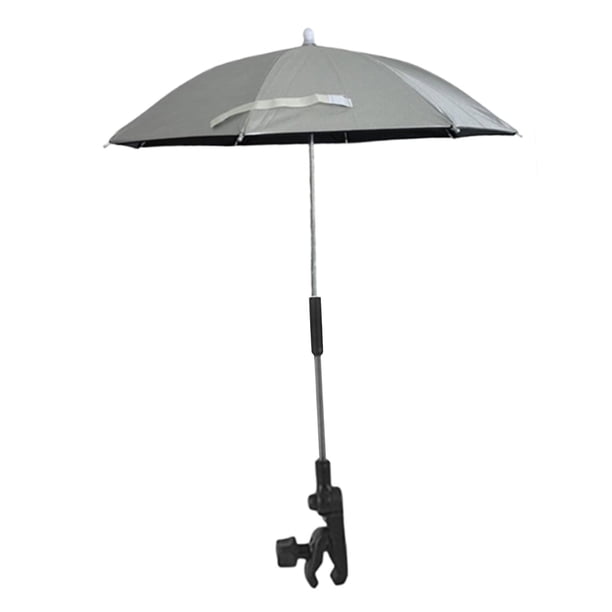 Sombrilla para silla de playa con clip para cochecito de golf, piscina y patio. Plata