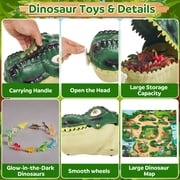 Lictin Dinosaur Toys for Kids 3-6, 58PCS Realistic Dinosaur Figures Set with Play Map & Rolling Storage Case, Dinosaur Playset Gift for Boys & Girls