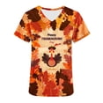 thumbnail image 7 of Feancey Funny Scrubs for Women Thanksgiving Scrub Tops Short Sleeve V Neck Working T-Shirts Holiday Casual Turkey Print Nursing Uniforms with Pockets Multicolor M, 7 of 7