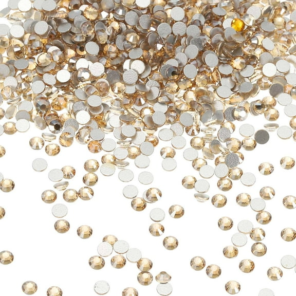 Uxcell SS3 Round Flatback Rhinestones 1.2-1.4mm Crystal Glass Gems Diamonds for DIY Crafts Clothes Shoes Nail Art Decoration, Clear Champagne 2880Pcs