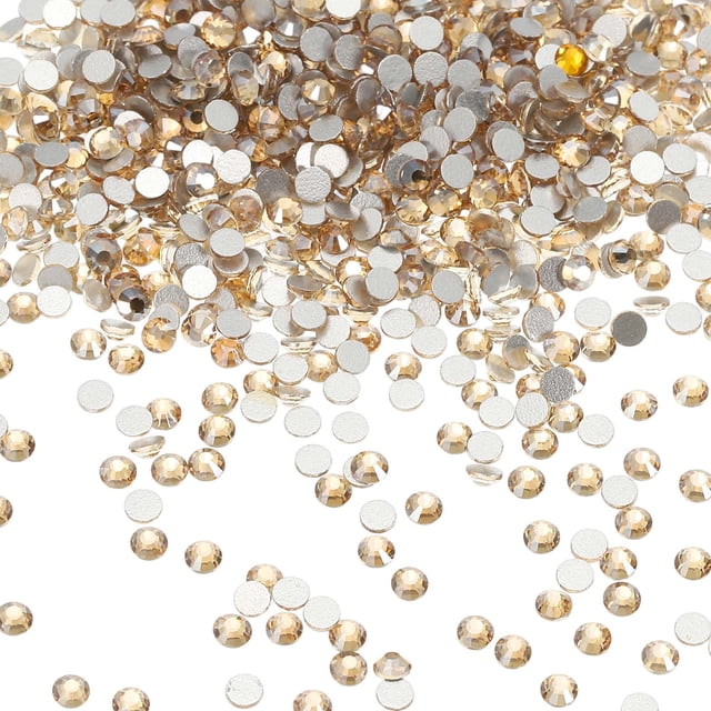 Uxcell Piedras de Rhinestone Redondas de Fondo Plano, Gemas de Cristal de Fondo Plano para Manualidades DIY, Ropa, Decoración de Arte de Uñas Champagne Claro SS3
