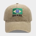 thumbnail image 2 of 2026 Soccer Fan Cap - Brazil Flag Embroidered Baseball Cap, 2026 Soccer Fan Distressed Washed Running Hat, Adjustable Unisex Sporty Cap for Men and Women, Game Day and Casual Wear - Khaki, 2 of 8