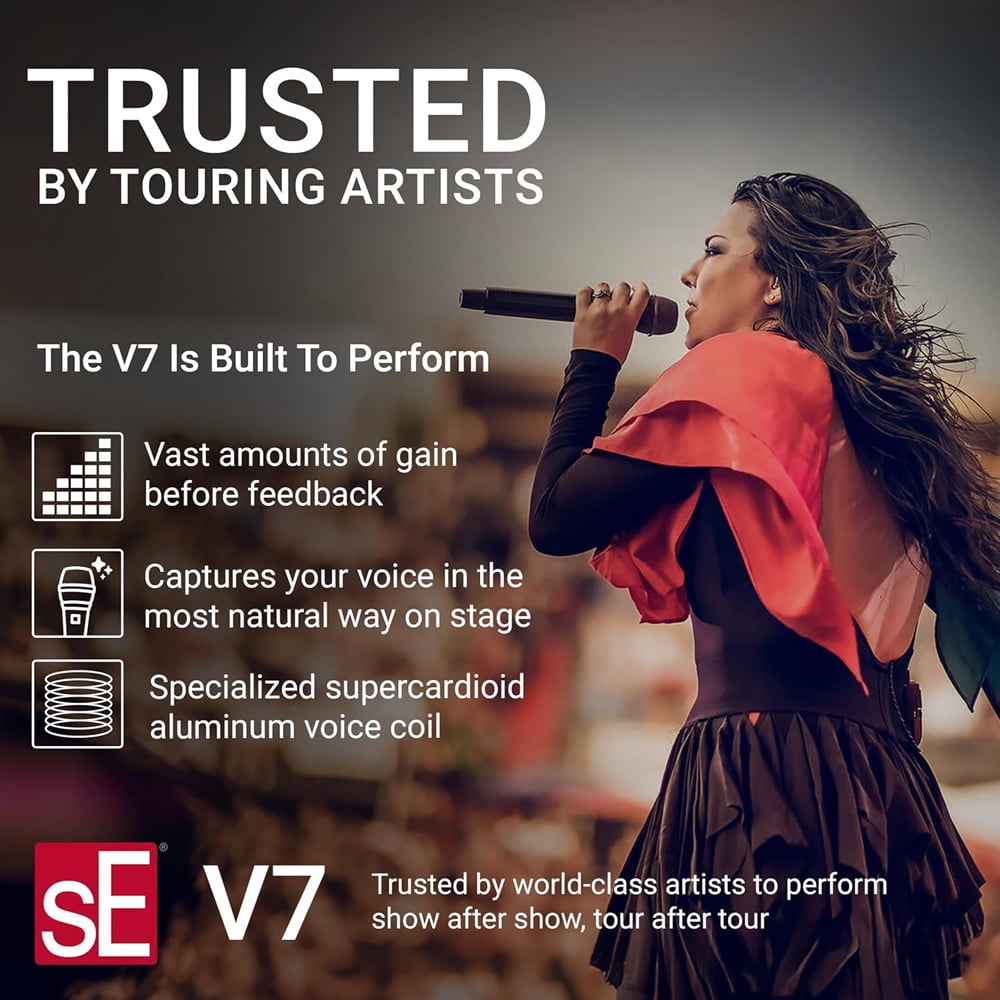 sE Electronics V7 Black Dynamic Supercardioid Handheld Vocal Microphone