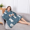 thumbnail image 5 of Oversized Wearable Blanket Hoodie,Poodle Dog and Footprint Sherpa Blanket Hoodie with Super Pockets,Super Warm Fuzzy Pullover for Women & Men, 5 of 6