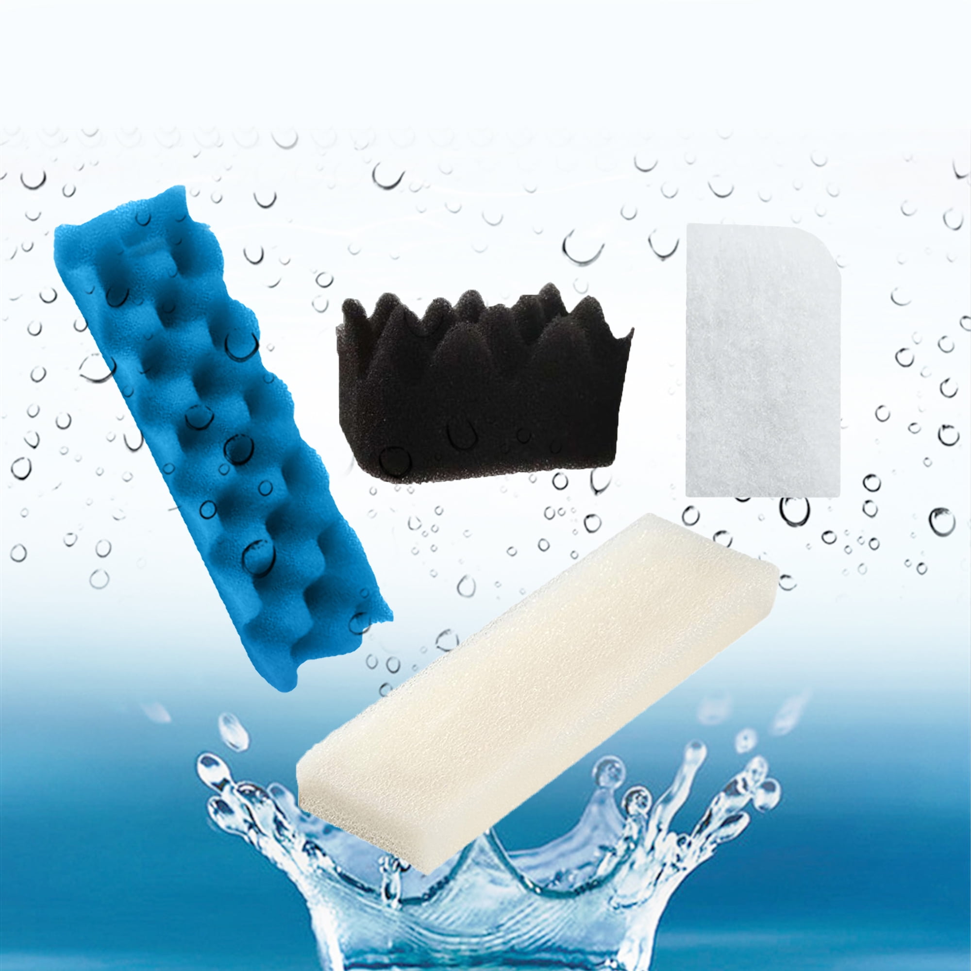 Genligt Aquarium Blue White Black Bio Sponge Foam Value Pack Compatible with Fluval 406, 407, 16 Pack