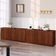 thumbnail image 5 of UZUGUL 4-Door Fluted Suction Sideboard, Walnut, Wave Groove Front, Multi-Use Cabinet, 5 of 7
