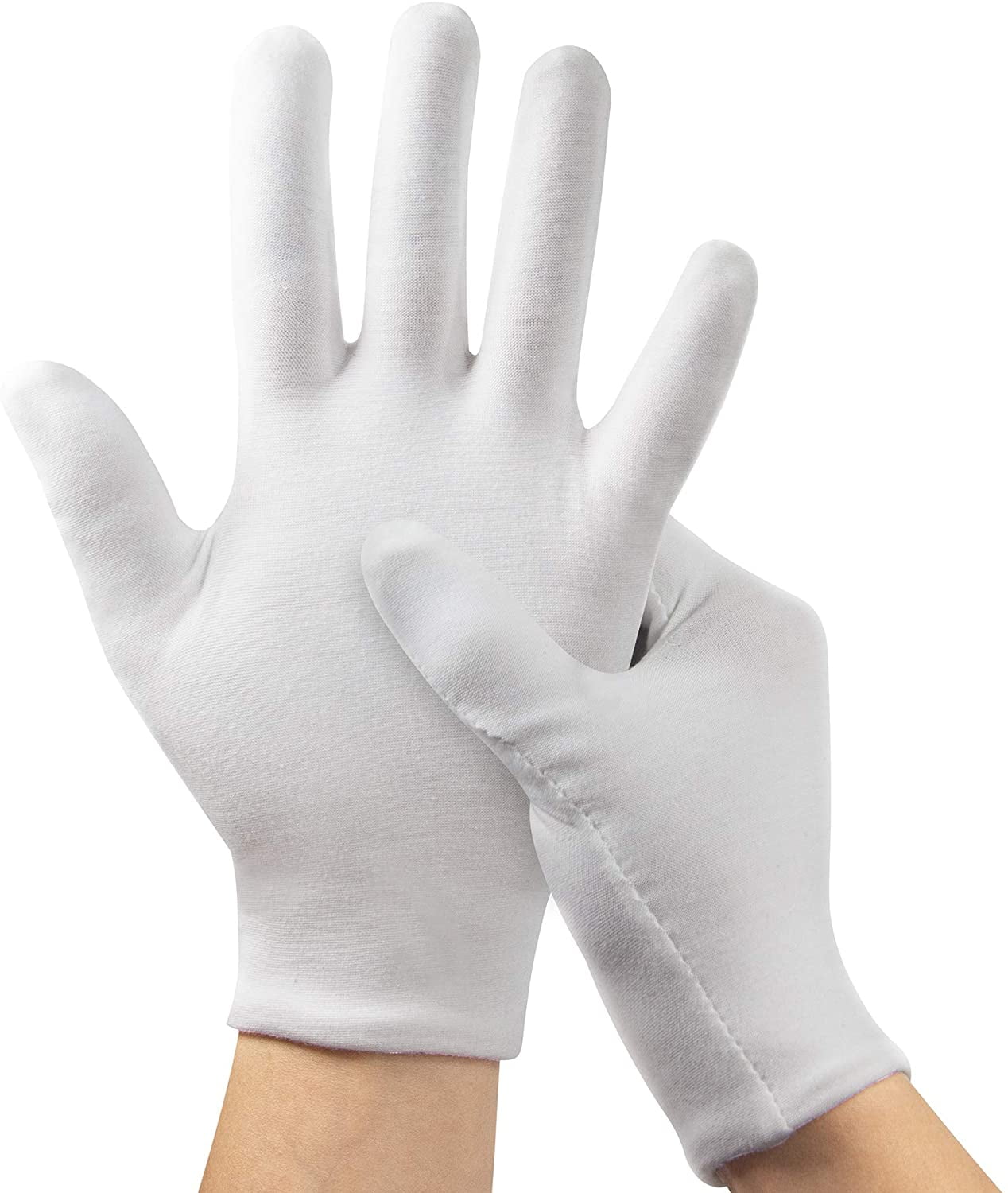 White Cotton Inspection Gloves for Handling Coins Jewelry and Collectibles 
