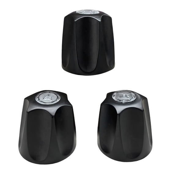 3 Piece Plastic Shower Knob Replacement Compatible with And Bathtub/Shower Faucet Handle Include Hot And Cold/Diverter Shower Knob Height 2.36 in Width 2.36 In(Black)