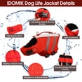 thumbnail image 3 of IDOMIK Dog Life Jacket, High Flotation Swimming Vest for Dogs, Adjustable, Reflective and Comfortable, Red, M, 3 of 8