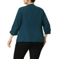 thumbnail image 3 of Agnes Orinda Women's Plus Size Blazers Lapel Collar Open Front 3/4 Sleeve Wear-to-Work Jackets 4X Peacock Blue, 3 of 6
