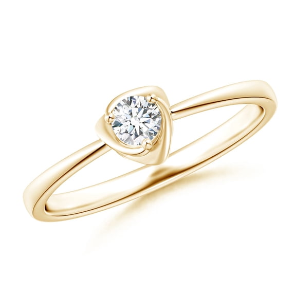ANGARA Lab Grown Solitaire Diamond Floral Ring for Women in 14K Yellow Gold (Size-3.4mm| Color-F-G| Clarity-VS) | April Birthstone, Anniversary, Jewelry Gift for Women | Lab-Grown Diamond Ring