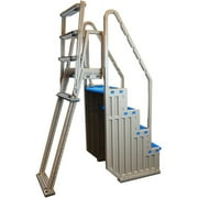 Confer Resin in Pool Steps and Ladder - Warm Gray Frame w/Blue Threads