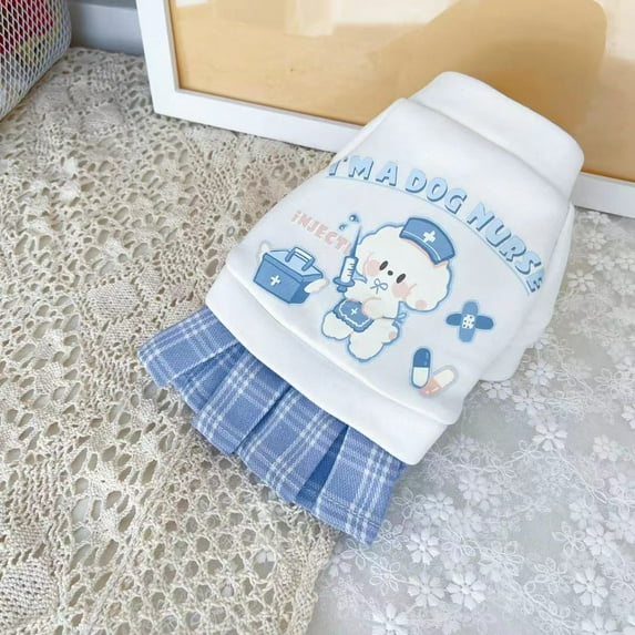 Yidarton Pet Clothes Dog Cat Small And Medium-sized Autumn And Winter New Velvet Teddy Bear Schnauzer JK Dress Manufacturers white