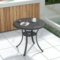 thumbnail image 2 of Hzzkey 30.71" Round Black Aluminum Outdoor Bistro Table with Umbrella Hole, Patio Balcony Garden Use, 2 of 9