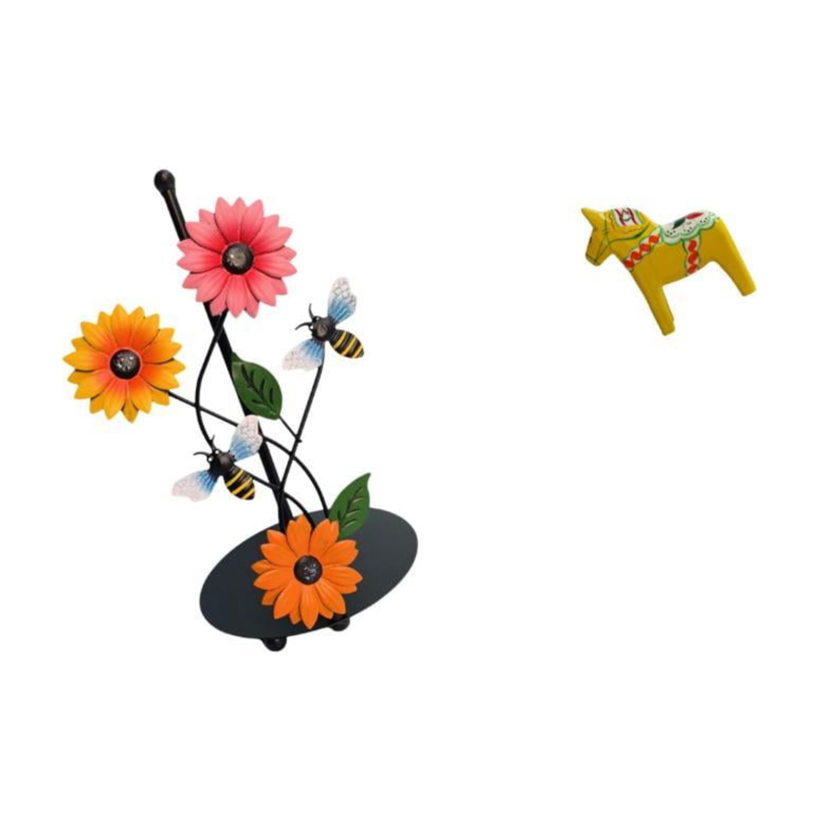 Fiocias Toilet Paper Holder Paper Towel Holder Countertop Desktop Figurine Traditional Swedish Dala Horse Statue Handicraft Iron Wood Hand Painted Suitable Fo