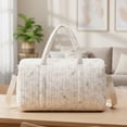 thumbnail image 4 of Floral Baby Diaper Bag Tote Mommy Bag, Women Quilted Cotton Medium Travel Duffle Bag, Cute Cotton Diaper Bags Crossbody Baby Bags for Girl Mom, 4 of 7