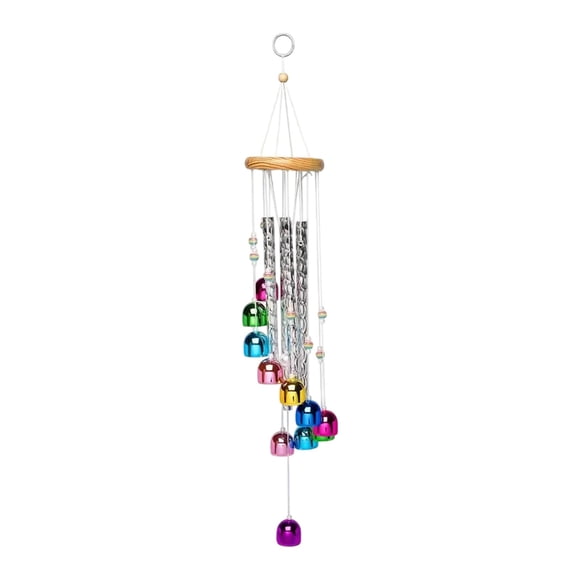 Colorful Solid Wood Aluminum Tube Wind Chime, Wall Hanging Decor for Balcony, Living Room, Bedroom, Patio, European-Style Ornament with Adjustable Tones, Durable Thickened Tubes, 23.62in Length
