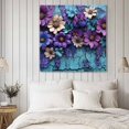 thumbnail image 4 of Purple Flowers Wall Art Painting on Canvas, Spring Vintage Walls Pastoral Country Canvas Art Home Prints Wall Art Framed Modern Artwork for Living Room Bedroom Wall Decor 8x8in, 4 of 9
