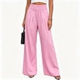 thumbnail image 5 of Zeijnsda Womens Casual Pants Summer Lightweight Loose Trousers for Women Fashionable Solid Color Stretch High-waisted Pants Comfortable Wide-leg Trousers, 5 of 5