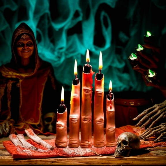 Witch Finger Candles - 5 Pack Devil Designs Black Nails Indoor Gothic Decor