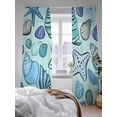 thumbnail image 3 of Ocean Creature Sheer Curtains 2 Panels Set Conch Blue Shell Sea Starfish Cartoon Lihgt Filtering Rod Pocket Voile Drape, Semi Sheer Window Curtains for Bedroom Living Room, 52"x96", 3 of 5