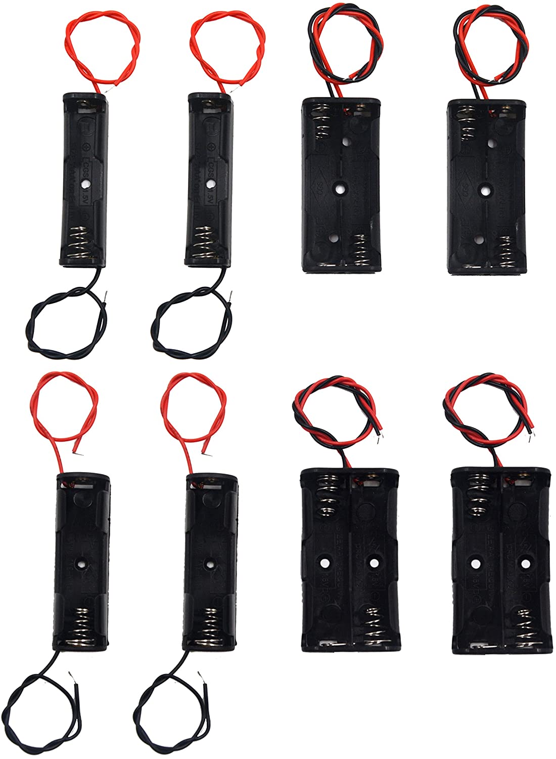 GHSDFBB LAMPVPATH (Lot de 8) Support de Pile Bundle 2 Pcs 1x1.5V Support de Pile AA Simple, 2 Pcs 2x1.5V Support de Pile AA, 2 Pcs 1x1.5V Support de Pile AAA, 2 Pcs 2 AAA avec Fils