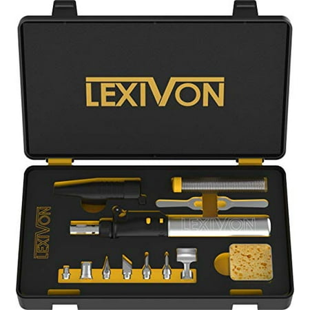 

LEXIVON Soldering Iron Multi-Purpose Kit | Cordless Self-Igniting Adjustable Flame 7-Tip Set | Pro Grade 125-Watt Equivalent (LX-770)