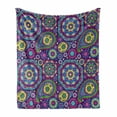 thumbnail image 1 of Purple Mandala Soft Flannel Fleece Throw Blanket, Paisley Leaves with Flower in Vibrant Tones Boho Print, Cozy Plush for Indoor and Outdoor Use, 50" x 70", Multicolor, by Ambesonne, 1 of 6