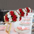 thumbnail image 3 of BLOSMON 13.7" Large Wedding Flower Ball for Table Centerpiece 2 Pcs of Artificial Red and White Rose Flores Arrangement Bouquet for Dining Birthday Party Home Decor, 3 of 8