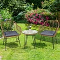 thumbnail image 5 of Costway 3PCS Patio Rattan Bistro Set Coffee Table Armchair Garden Gray Cushion, 5 of 12