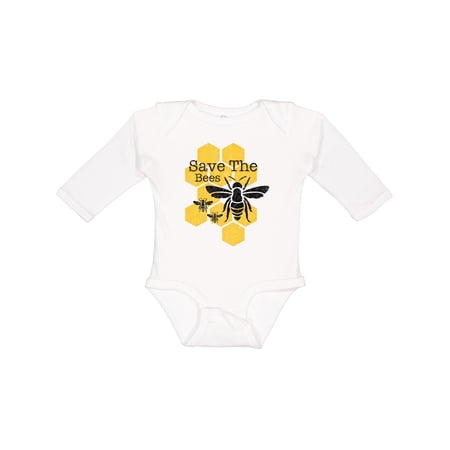 Inktastic Honeycomb Save The Bees Boys or Girls Long Sleeve Baby Bodysuit