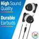 thumbnail image 4 of JustJamz Bulk Earbuds 100 Pack | Basic Ear Bud, Black Dot in-Ear Earphones, Disposable Headphones, Class Headphones Set for Students, Earphones for Class, Kids, Classroom, Library, Wired Earbuds, 4 of 5