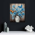 thumbnail image 4 of Nawypu  Rustic Farmhouse Tulip Wall Art Rustic Blue Flowers Painting Rustic Brown Blue Bath Wall Art Floral Poster Artwork Picture Canvas Painting for Bedroom Living Room-, 4 of 4