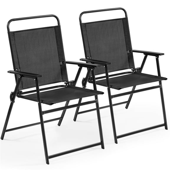 Yaheetech 2pcs Folding Dining Chairs with Backrest, Black