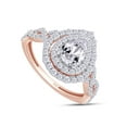 thumbnail image 3 of AFFY 1.25CT Moissanite Diamond Double Halo Engagement Ring for Women 14K Rose Gold over Silver-4, 3 of 5